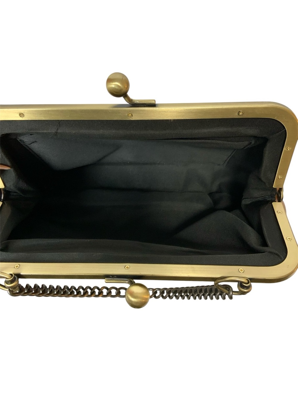 Cognac Retro Kiss Lock Faux Leather Shoulder Bag - Picture 6 of 7